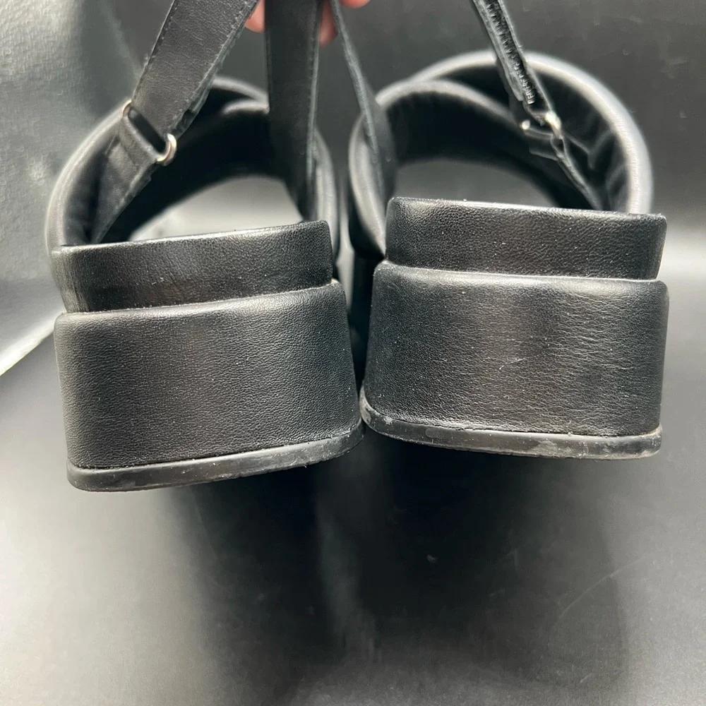Silent D Pier Black Leather Platform Sandals 8.5/39 Anthropologie